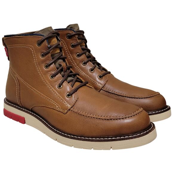 Levi's Men Daleside Classic Hiker Combat Boots Size US 9M British Tan Leather - Picture 1 of 5